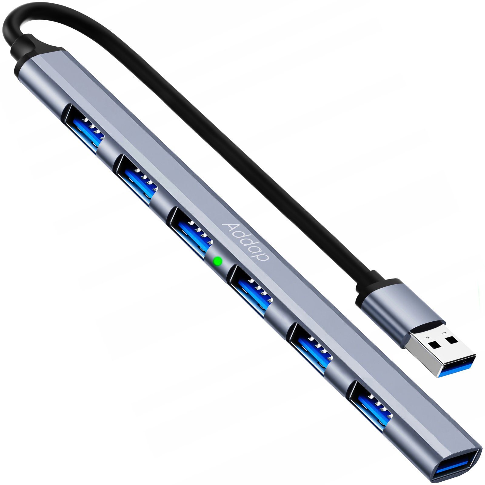USB-хаб, концентратор / розгалужувач для ноутбука Addap UH-04, на 7 портів USB 3.0 + USB 2.0, Gray 12