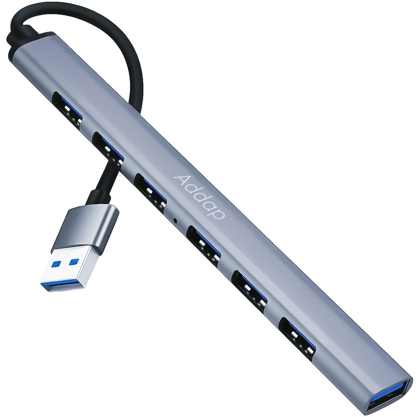 USB-хаб, концентратор / розгалужувач для ноутбука Addap UH-04, на 7 портів USB 3.0 + USB 2.0, Gray 2