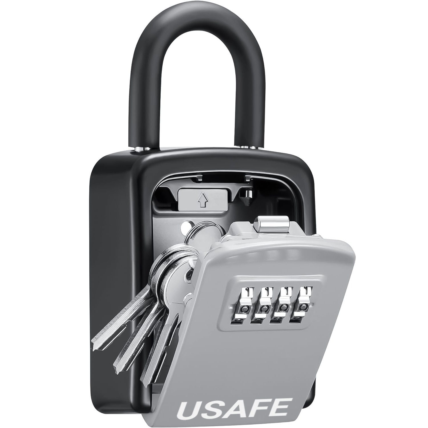 Підвісний металевий міні сейф для ключів uSafe KS-05s, з гачком і паролем, Сірий 11