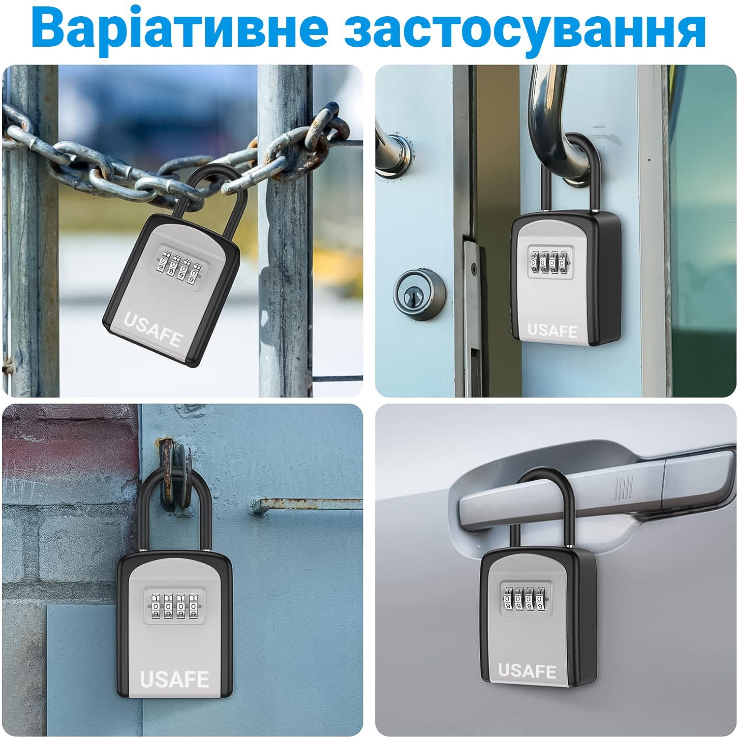 Підвісний металевий міні сейф для ключів uSafe KS-05s, з гачком і паролем, Сірий 8