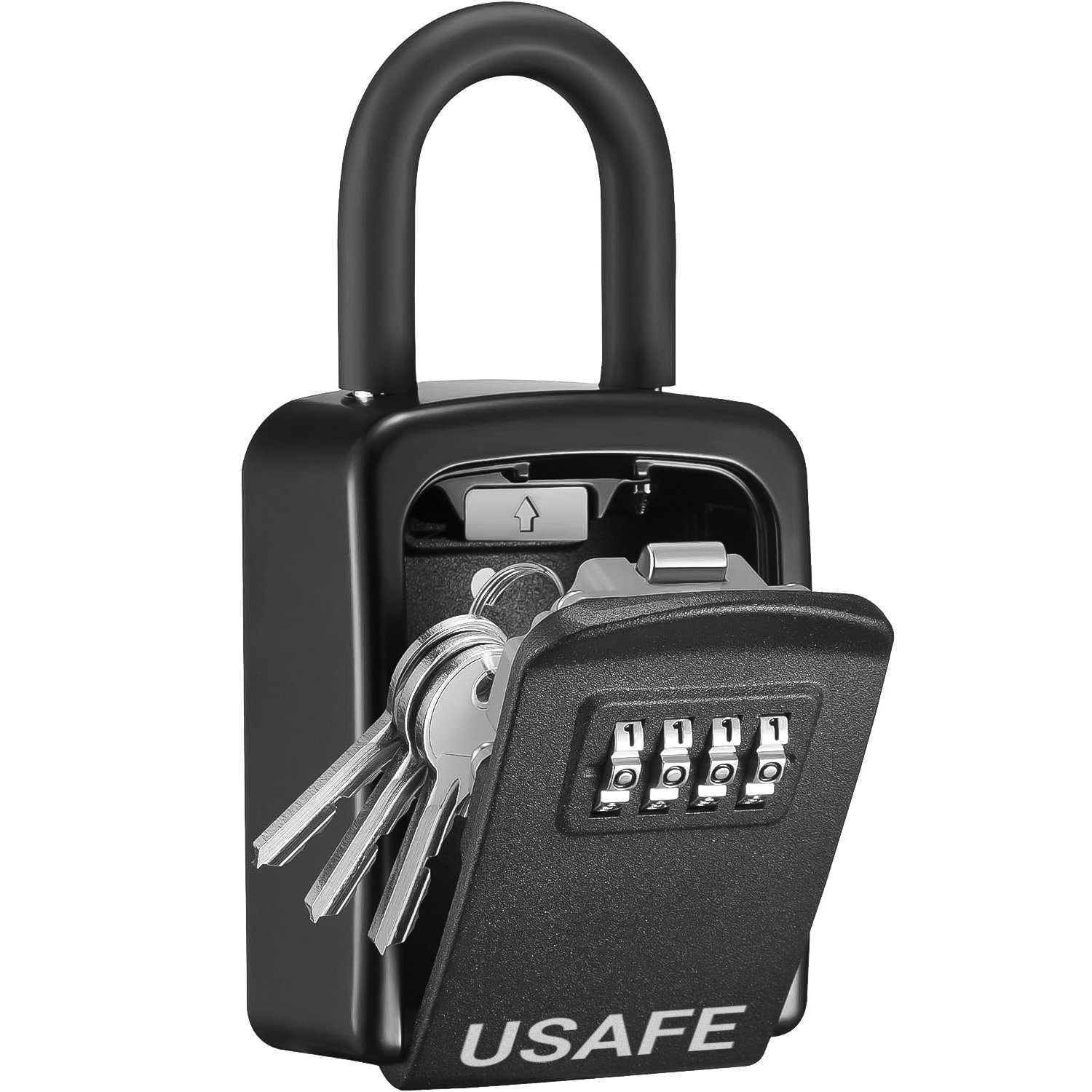 Підвісний металевий міні сейф для ключів uSafe KS-05s, з гачком і паролем, Чорний 11