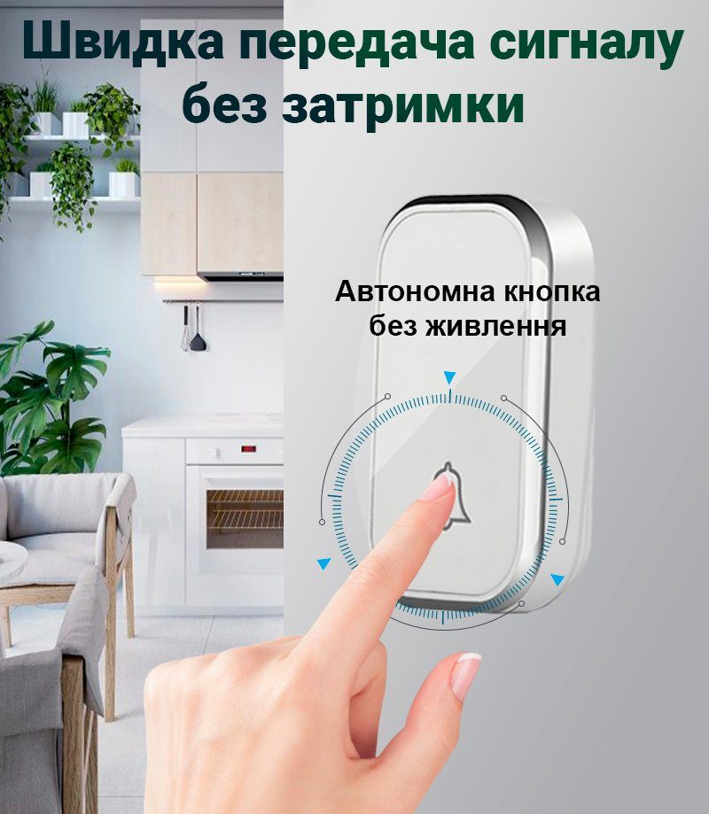 Бездротовий дверний дзвінок з годинником Digital Lion WDB-05C-2, з 2-ма приймачами, з автономною кнопкою, до 150 м, Білий 2