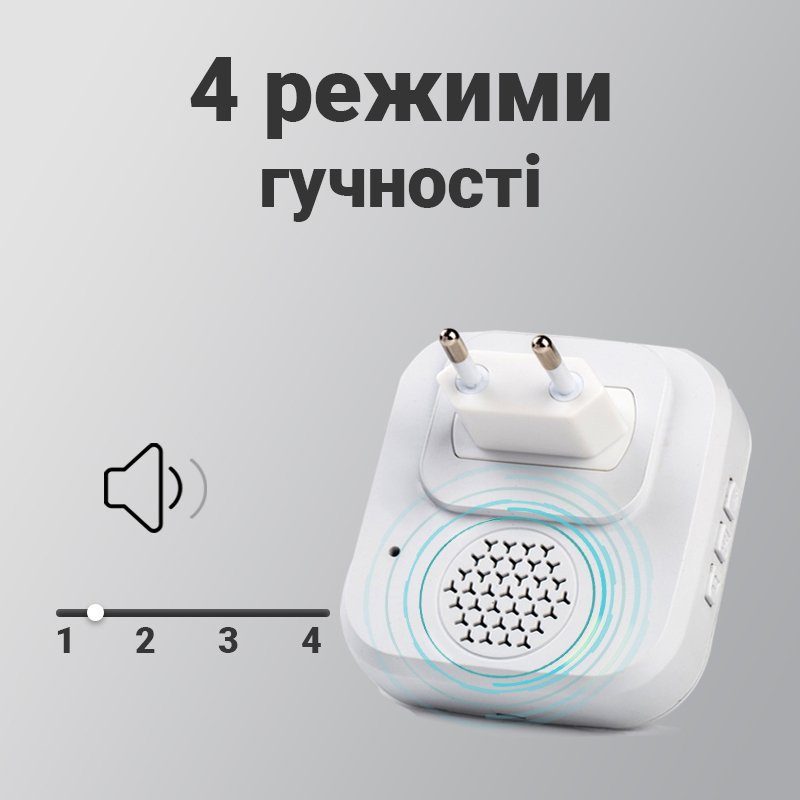 Бездротовий дверний дзвінок з годинником Digital Lion WDB-05C-2, з 2-ма приймачами, з автономною кнопкою, до 150 м, Білий 4