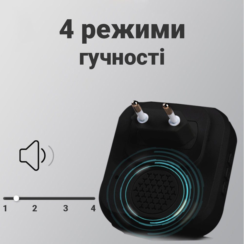 Бездротовий дверний дзвінок з термометром Digital Lion WDB-07T, до 150 м, Чорний 6