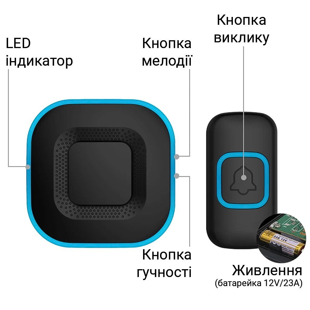 Бездротовий дверний дзвінок Digital Lion WDB-10, до 300 метрів, вологозахищений, Чорний 8