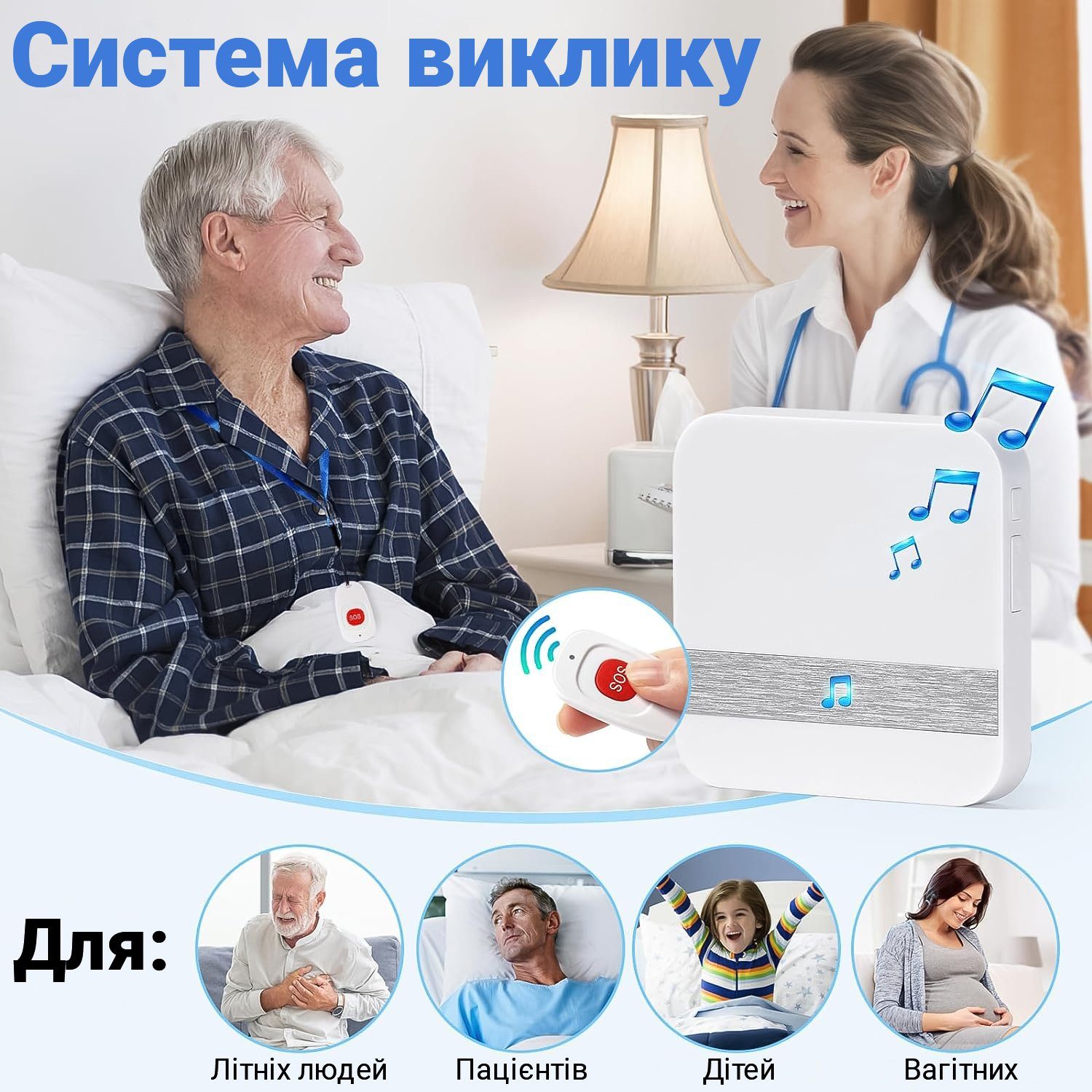 Бездротова система виклику персоналу / медсестри для літніх людей Digital Lion PAB-02-2, з 2 кнопками SOS, до 150м 5