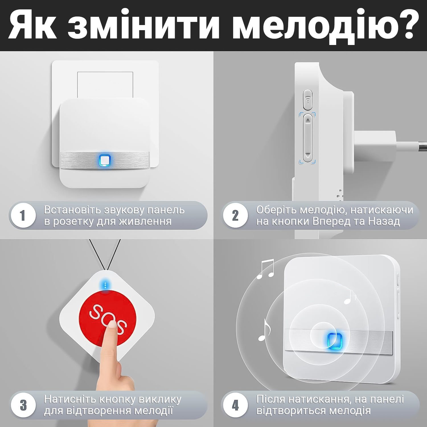 Бездротова система виклику персоналу / медсестри для літніх людей Digital Lion PAB-01-2, з 2 кнопками SOS, до 100м 8