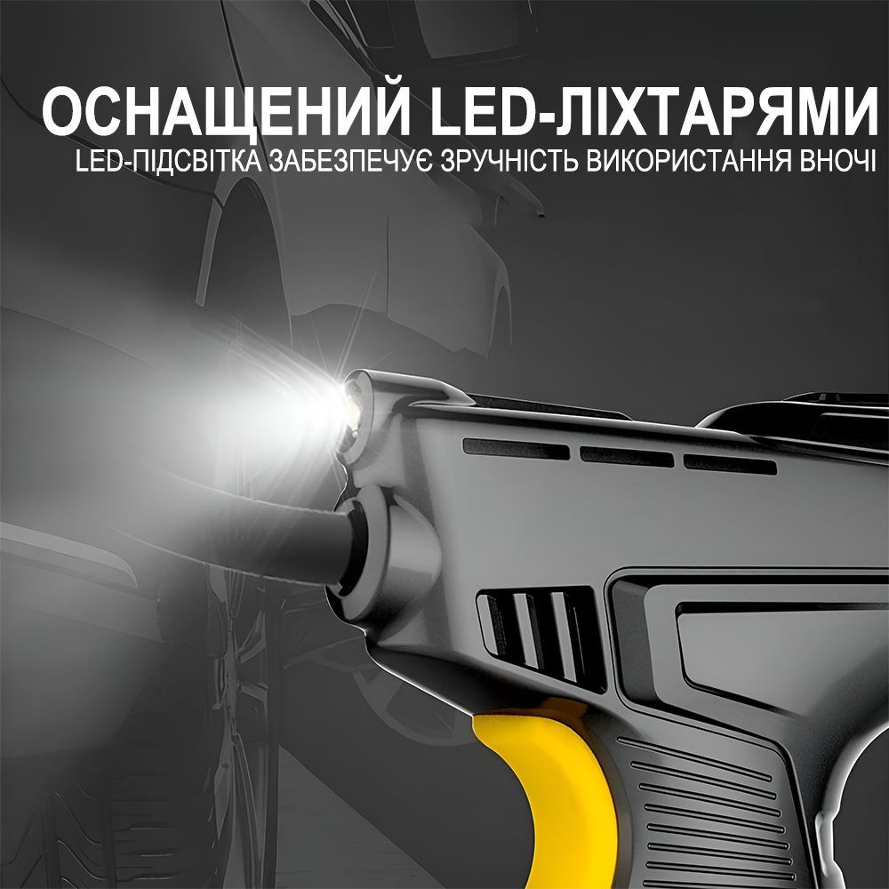 Портативний акумуляторний насос - компресор Podofo PAC-01 для авто, мотоцикла, велосипеда, спортивного спорядження, чорний 4