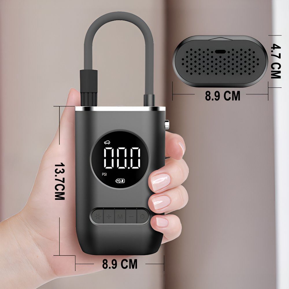 Портативний акумуляторний насос - компресор Podofo PAC-02 для авто, мотоцикла, велосипеда та спортивного обладнання, чорний 11