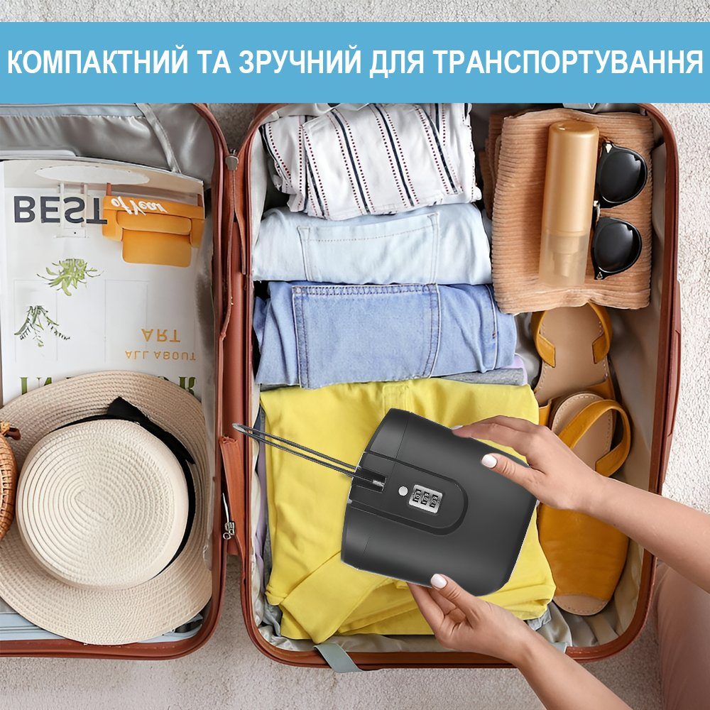 Портативний пляжний сейф Usafe BLB-01, міні-сейф для речей з кодовим замком, вологозахищений, чорний 3
