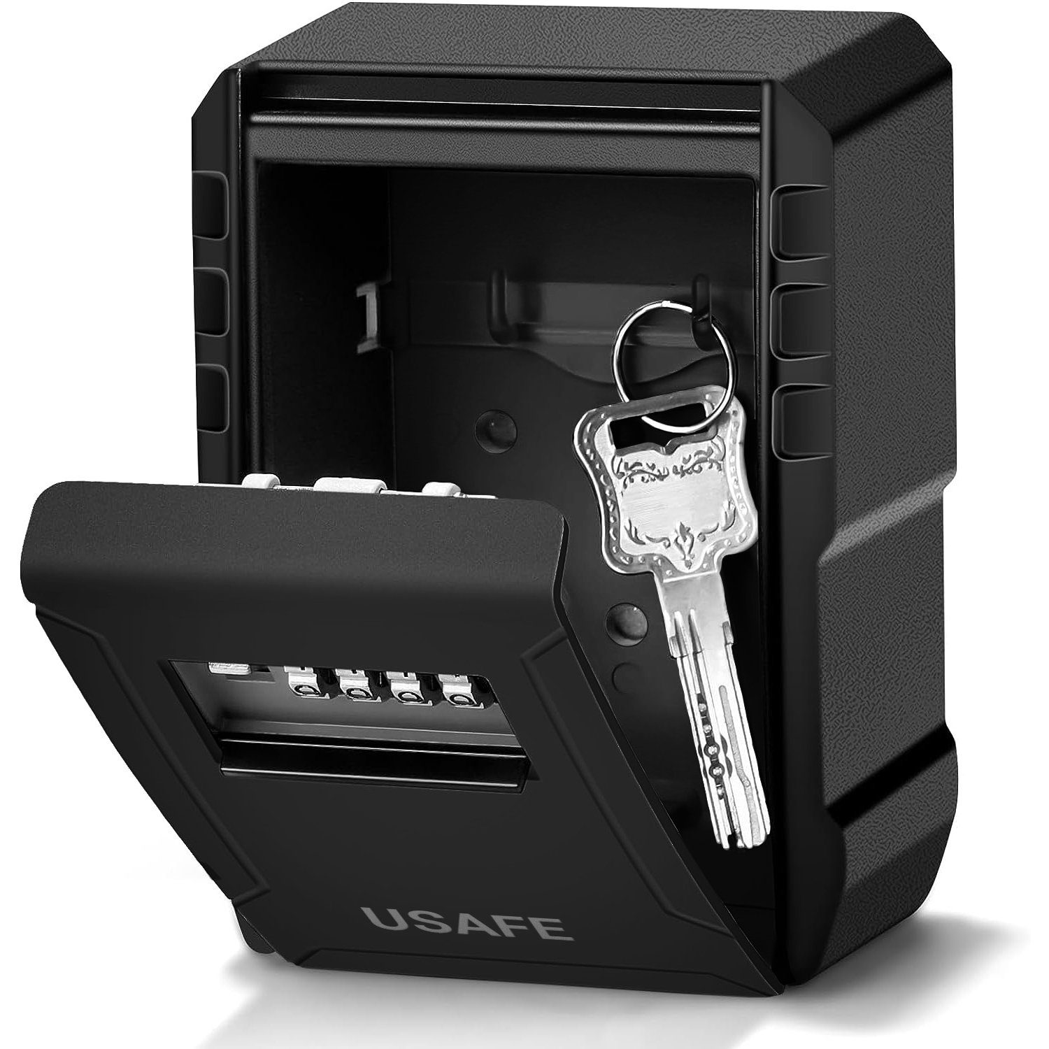 Антивандальний зовнішній міні сейф для ключів uSafe KS-09+, з кодовим замком, настінний, збільшена версія, Чорний 2