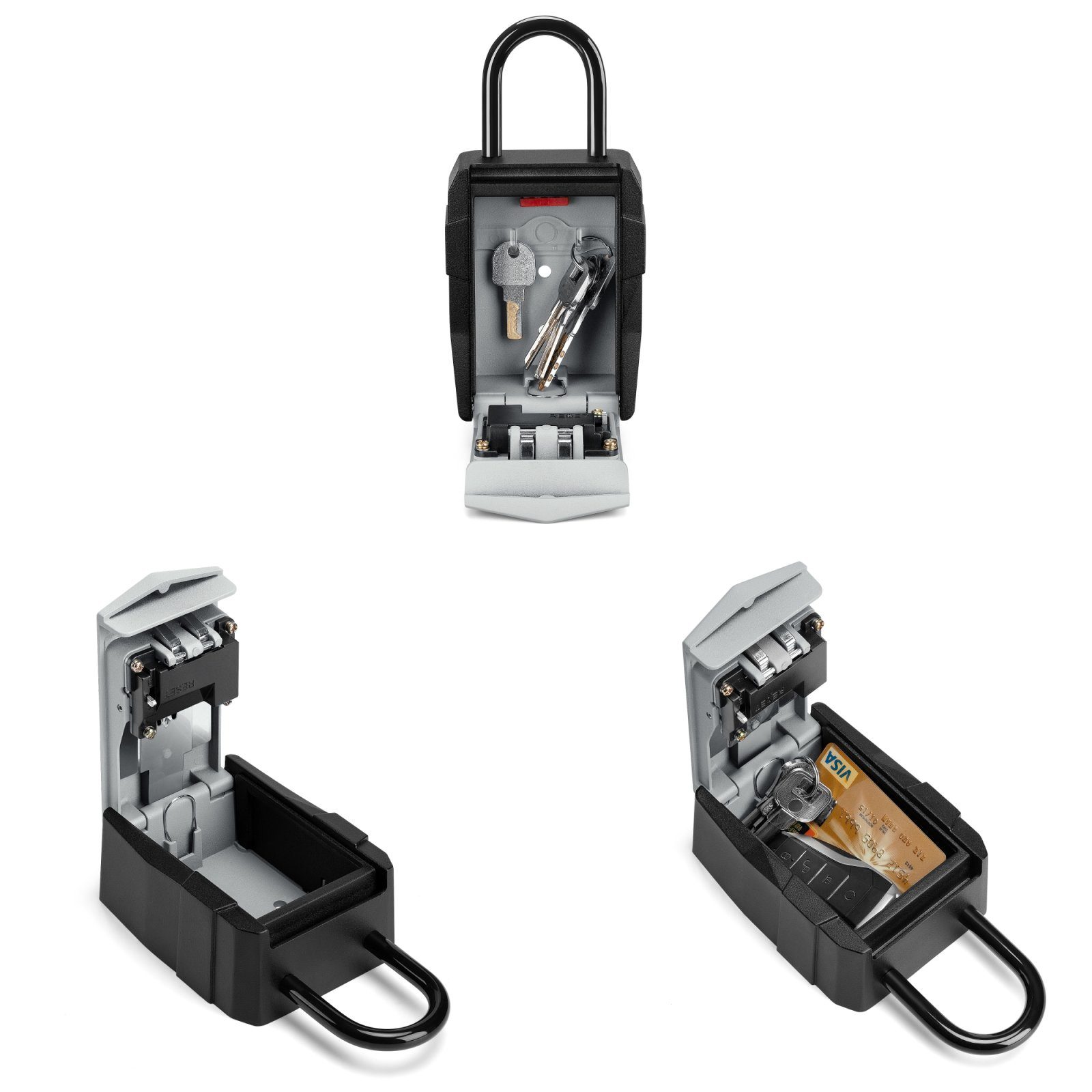 Підвісний металевий міні сейф для ключів з кодовим замком uSafe KS-11h, антивандальний бокс з гачком і паролем, Сірий 12