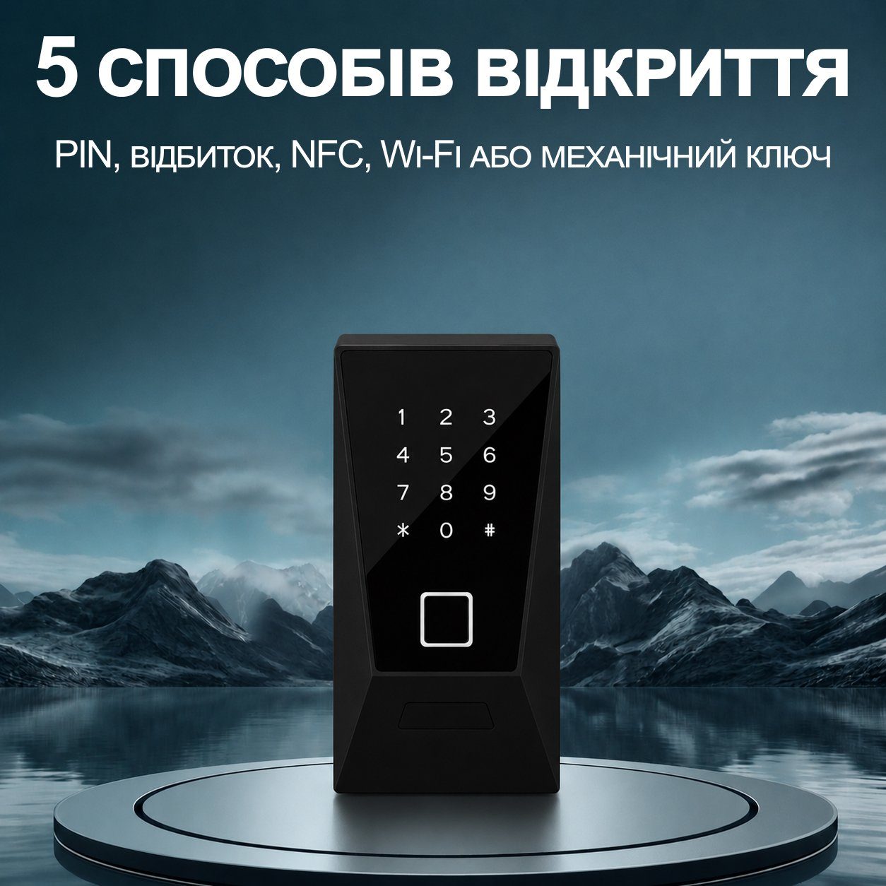 Розумний Wi-Fi сейф для ключів uSafe KS-12w з біометричним сканером, NFC, PIN-кодом та захистом IPX5, Чорний 4