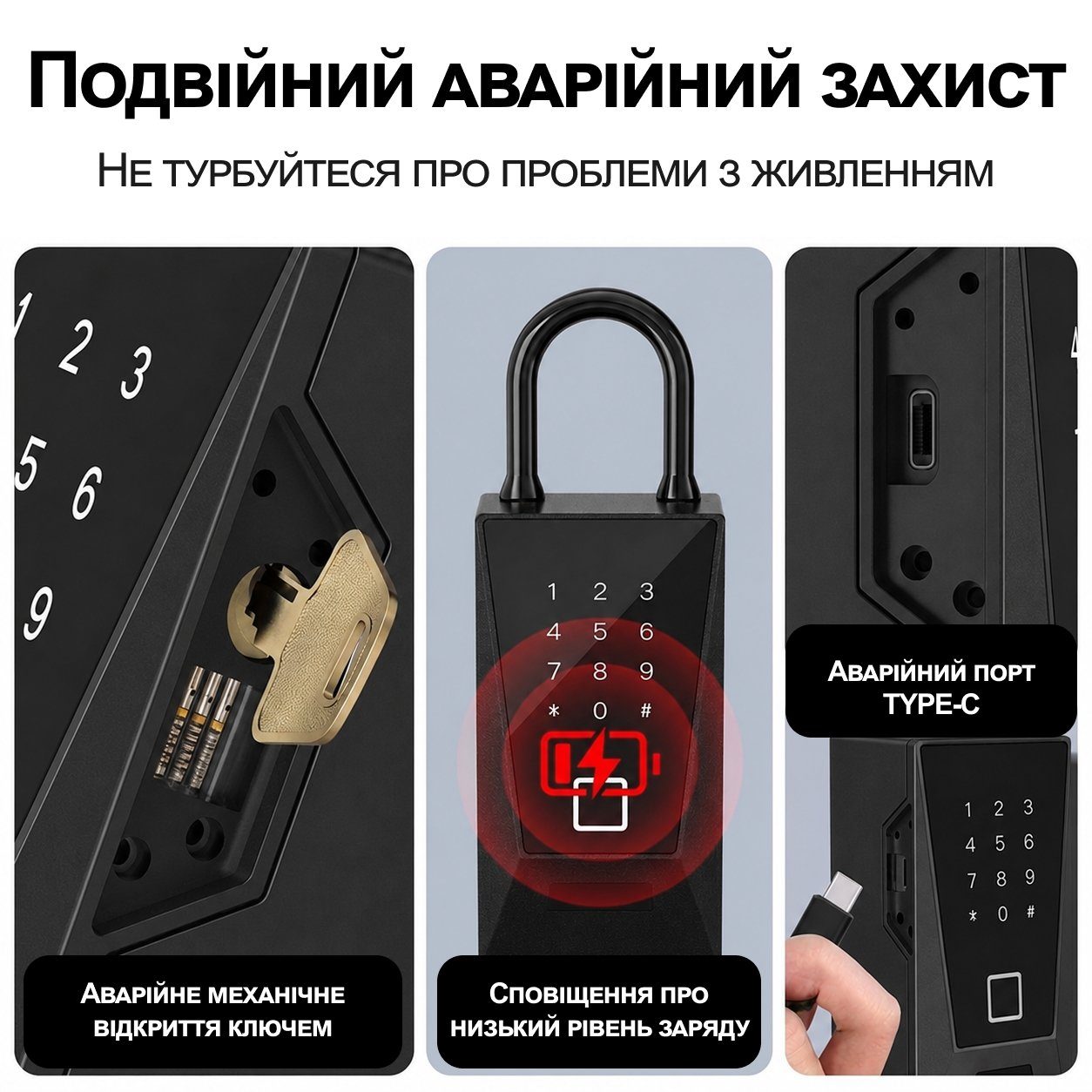 Розумний Wi-Fi сейф для ключів з гачком uSafe KS-12wh з біометричним сканером, NFC, PIN-кодом та захистом IPX5, Чорний 7