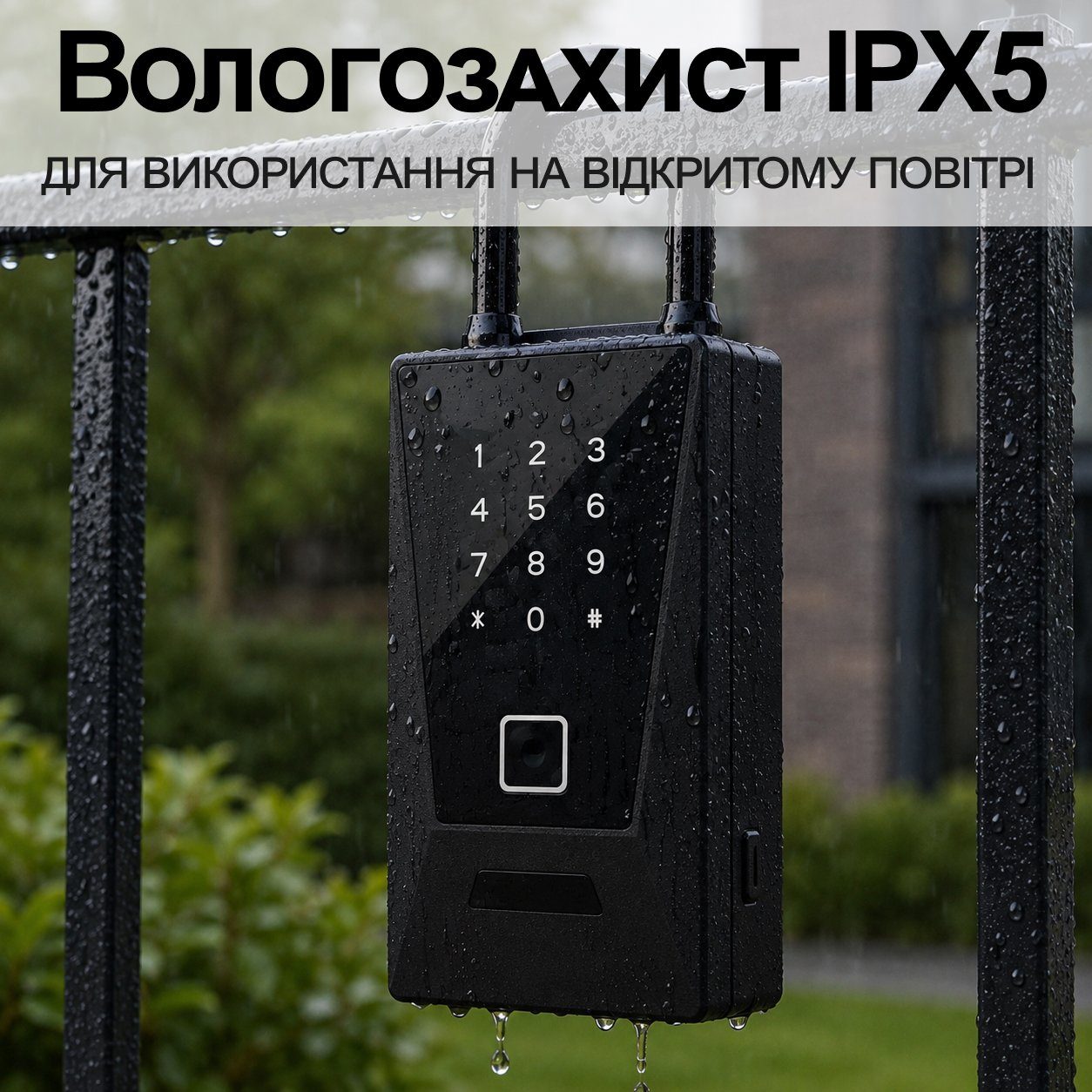 Розумний Wi-Fi сейф для ключів з гачком uSafe KS-12wh з біометричним сканером, NFC, PIN-кодом та захистом IPX5, Чорний 6