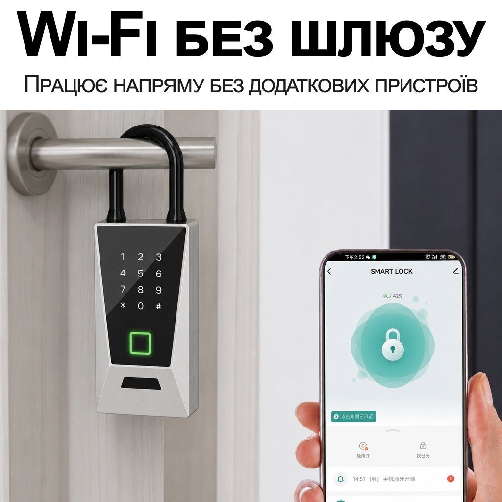 Розумний Wi-Fi сейф для ключів з гачком uSafe KS-12wh з біометричним сканером, NFC, PIN-кодом та захистом IPX5, Сірий 4