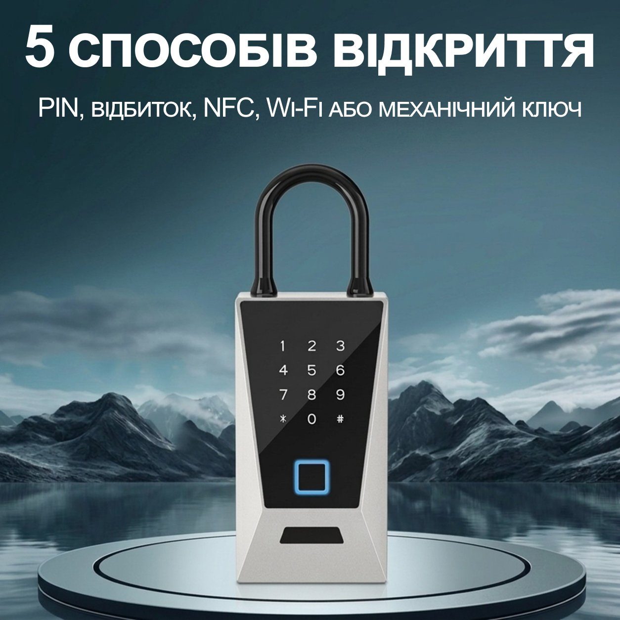 Розумний Wi-Fi сейф для ключів з гачком uSafe KS-12wh з біометричним сканером, NFC, PIN-кодом та захистом IPX5, Сірий 8