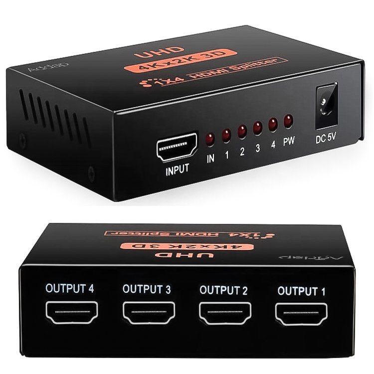 Активний HDMI розгалужувач на 4 порти Addap HVS-02, чотирьохнаправлений відео сплітер 4К 11