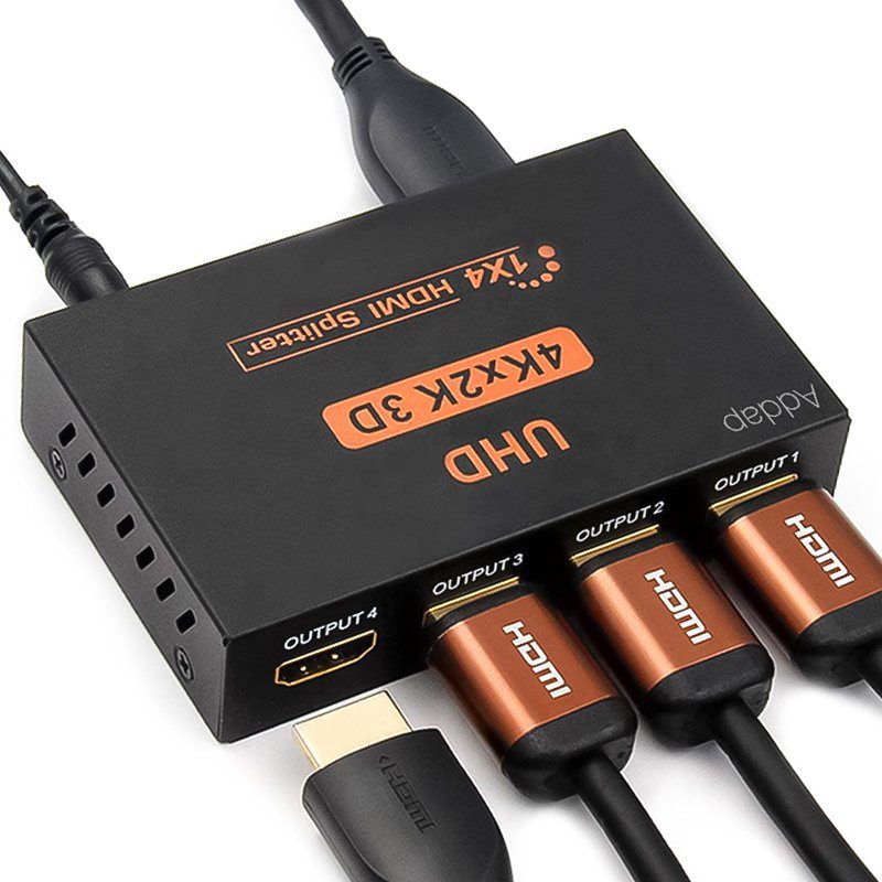 Активний HDMI розгалужувач на 4 порти Addap HVS-02, чотирьохнаправлений відео сплітер 4К 12
