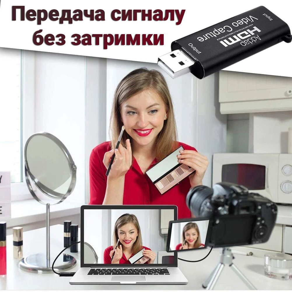 Зовнішня карта відеозахоплення HDMI - USB 2,0 для стрімів і запису екрану, конвертер потокового відео Addap VCC-01 3