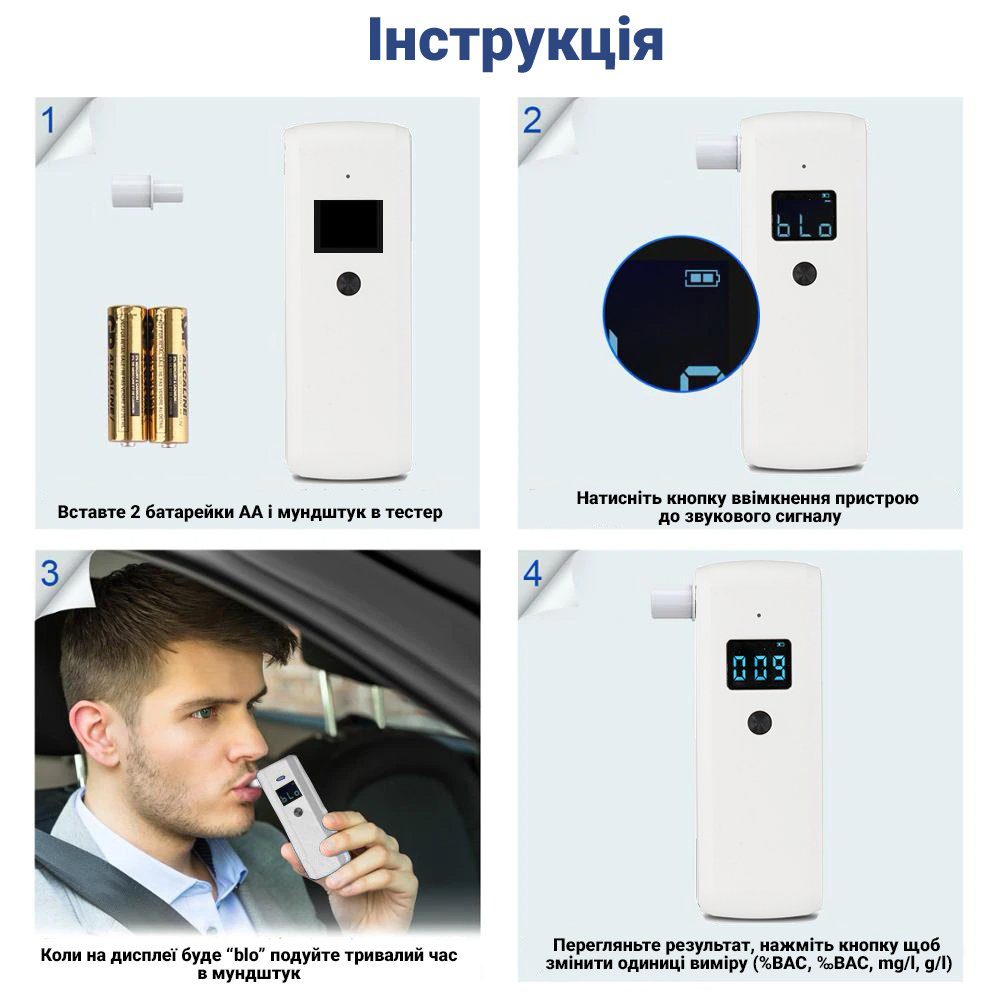 Кишеньковий алкотестер | цифровий персональний драгер Airradio AT 188, аналізатор алкоголю 4