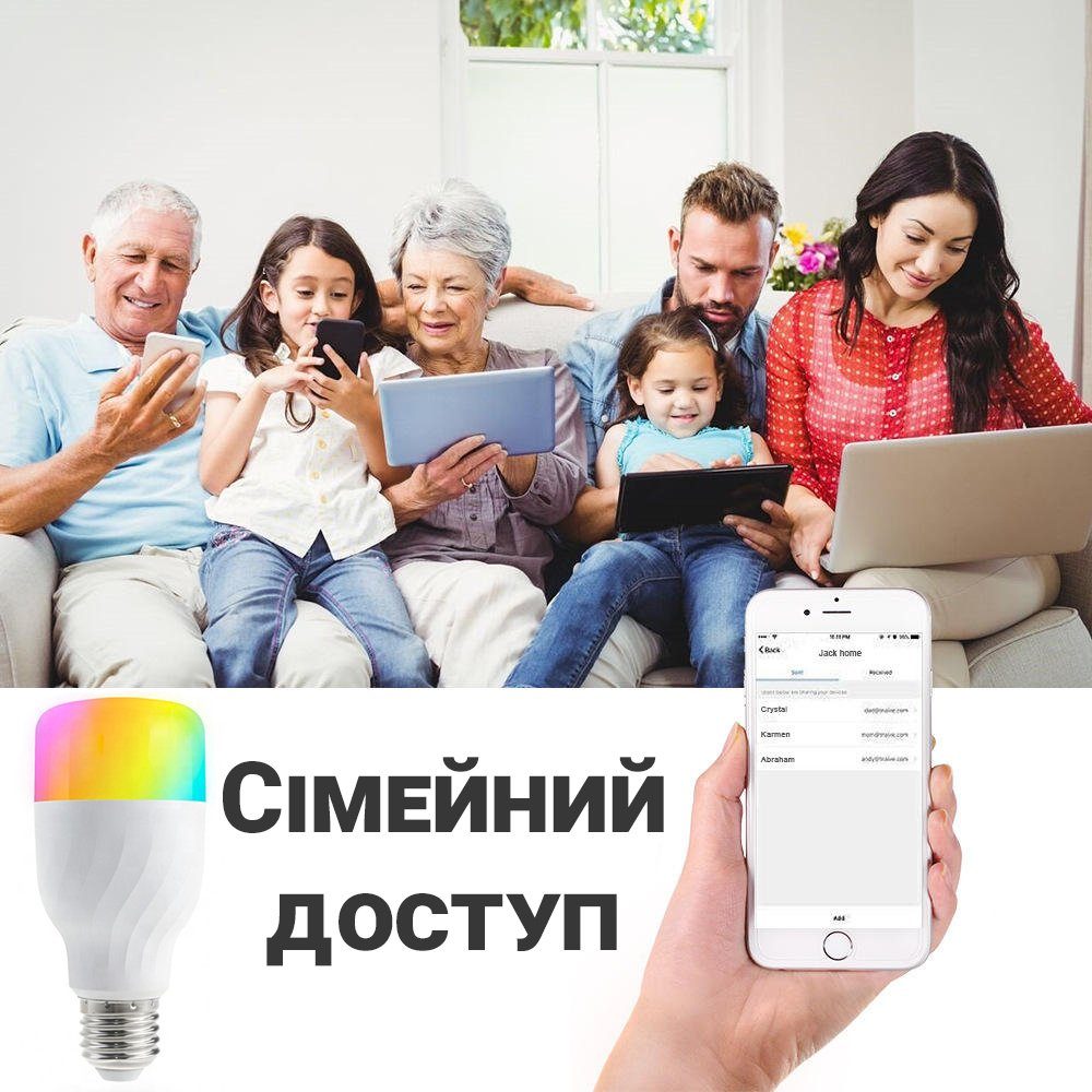 Розумна світлодіодна WiFi LED лампочка USmart Bulb-01w, смарт-лампа з підтримкою Tuya, Android/iOS 6