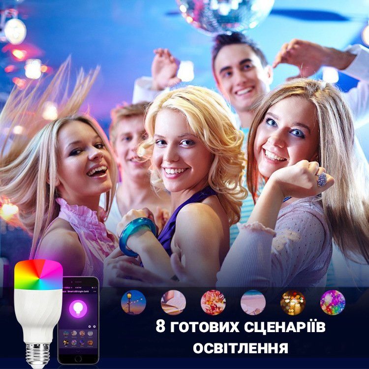 Розумна світлодіодна WiFi LED лампочка USmart Bulb-01w, смарт-лампа з підтримкою Tuya, Android/iOS 3