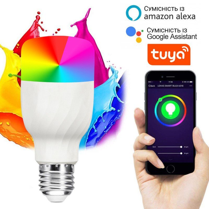 Розумна світлодіодна WiFi LED лампочка USmart Bulb-01w, смарт-лампа з підтримкою Tuya, Android/iOS 2