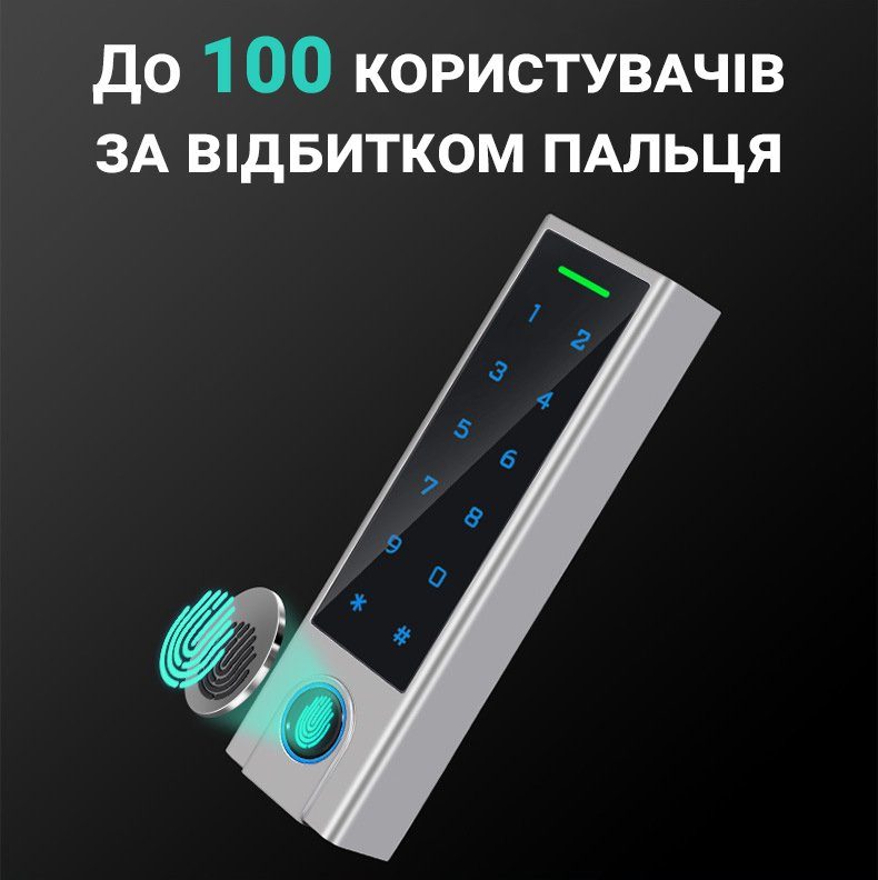 Розумна біометрична панель доступу з Bluetooth та сканером відбитку пальця USmart AC-01b, підтримка Tuya, iOS/Android 9
