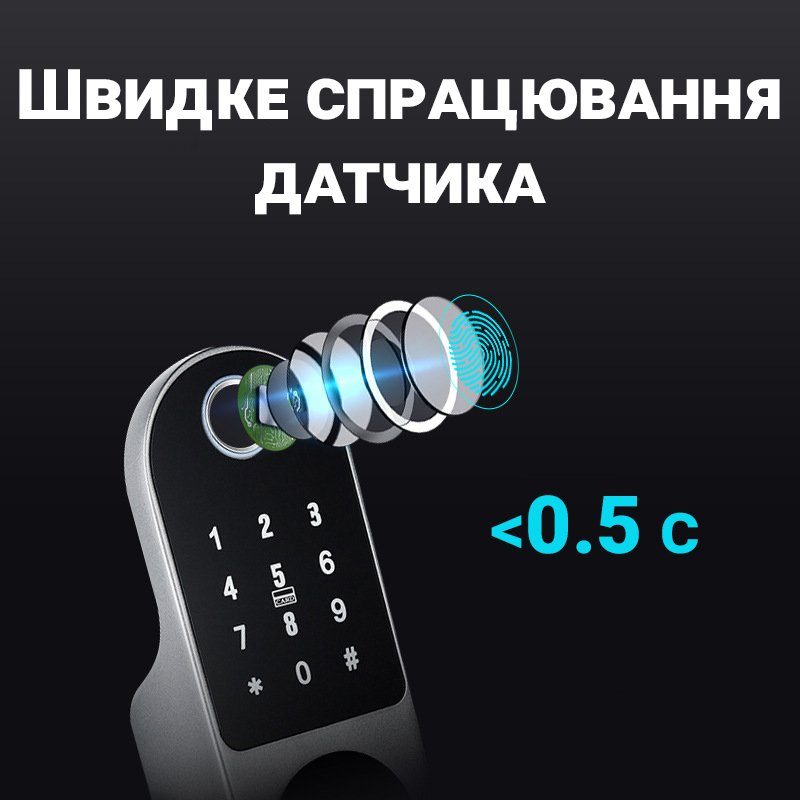 Розумний WiFi дверний замок з сканером відбитку пальця, паролем та замком USmart DL-01w, підтримка Tuya, iOS/Android 6