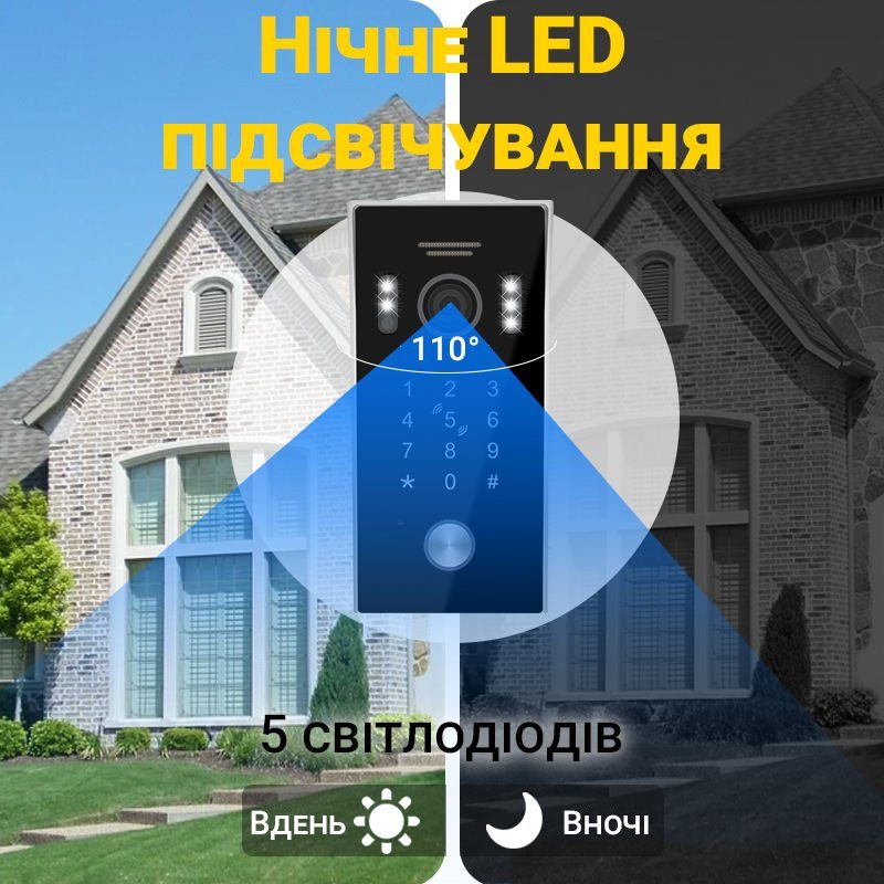 Розумний WiFi дверний відеодомофон USmart AC-02w | панель виклику з LED підсвіткою 7