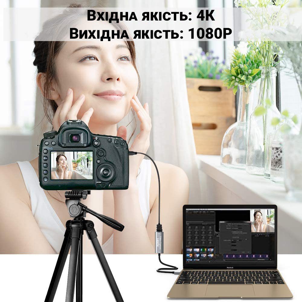 Зовнішня відеокарта відеозахоплення HDMI - USB для стрімів, запису екрану та оцифрування відео Addap VCC-02 7