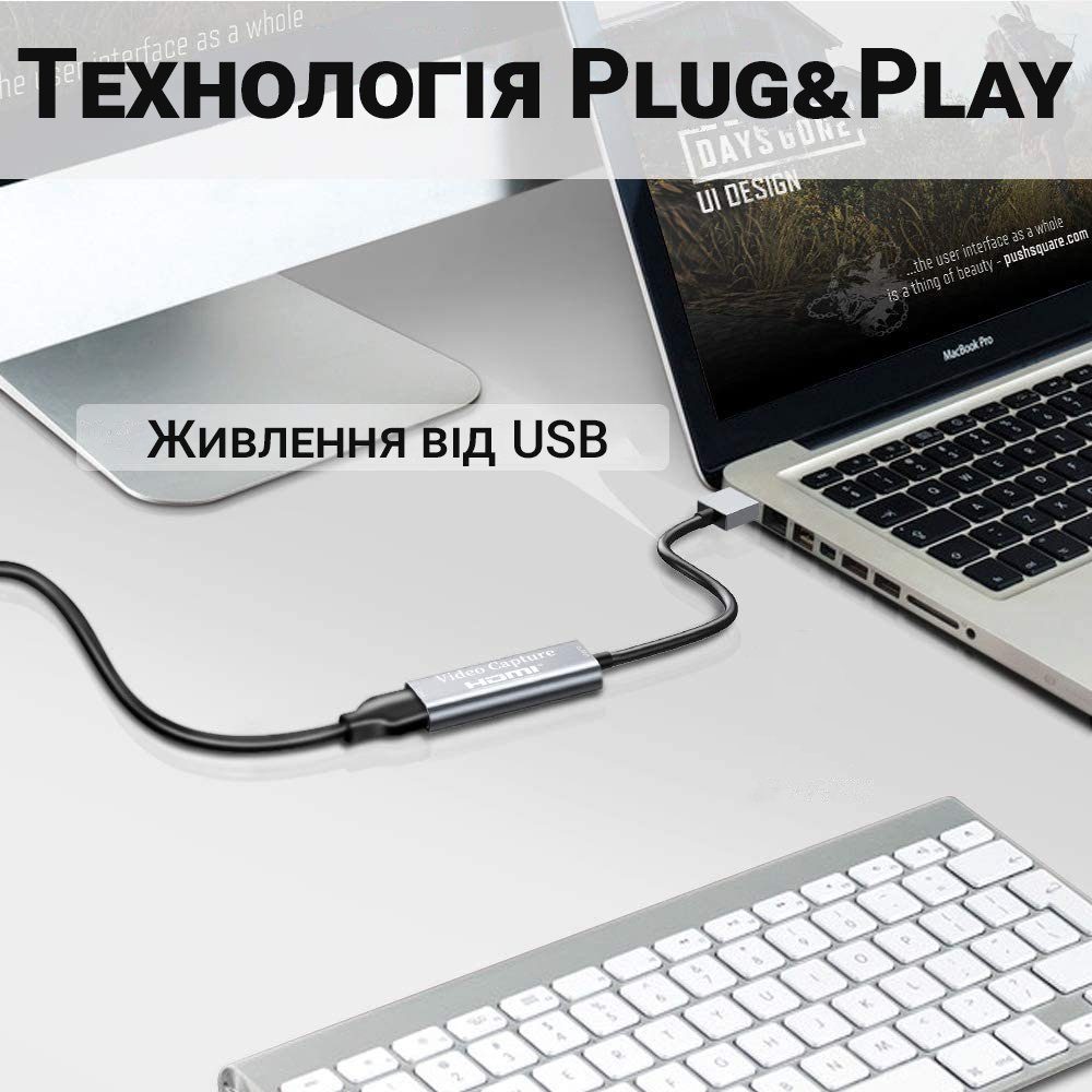 Зовнішня відеокарта відеозахоплення HDMI - USB для стрімів, запису екрану та оцифрування відео Addap VCC-02 6