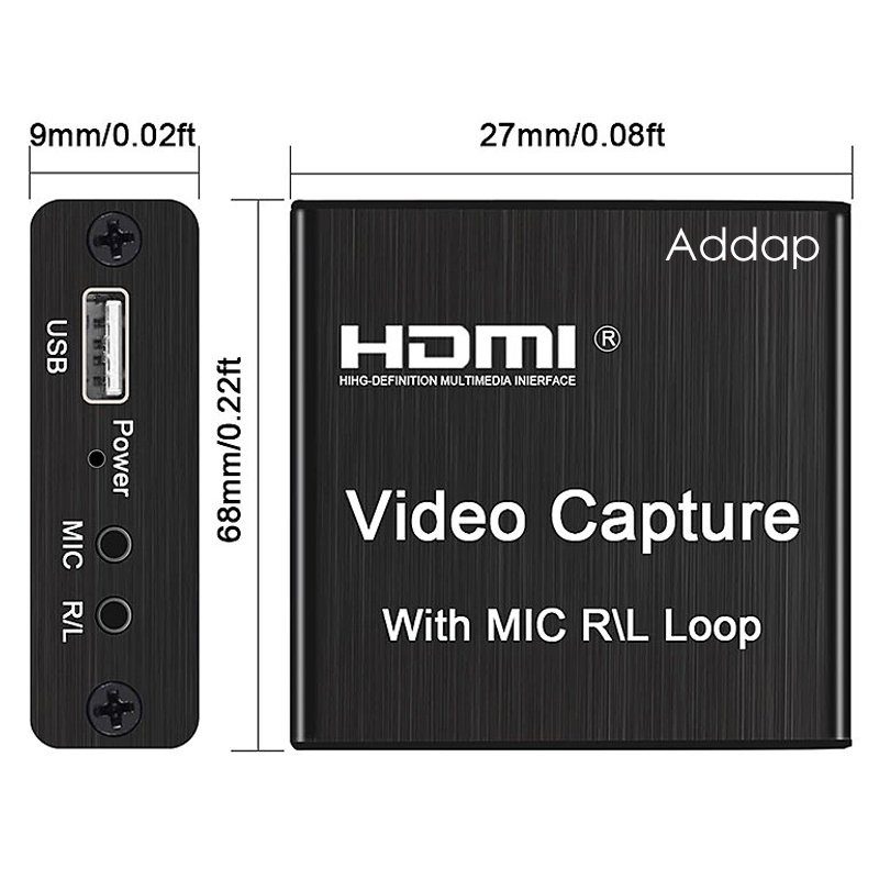 Зовнішня карта відеозахоплення HDMI - USB для стрімів, запису екрана Addap VCC-03, для ноутбука, ПК 7