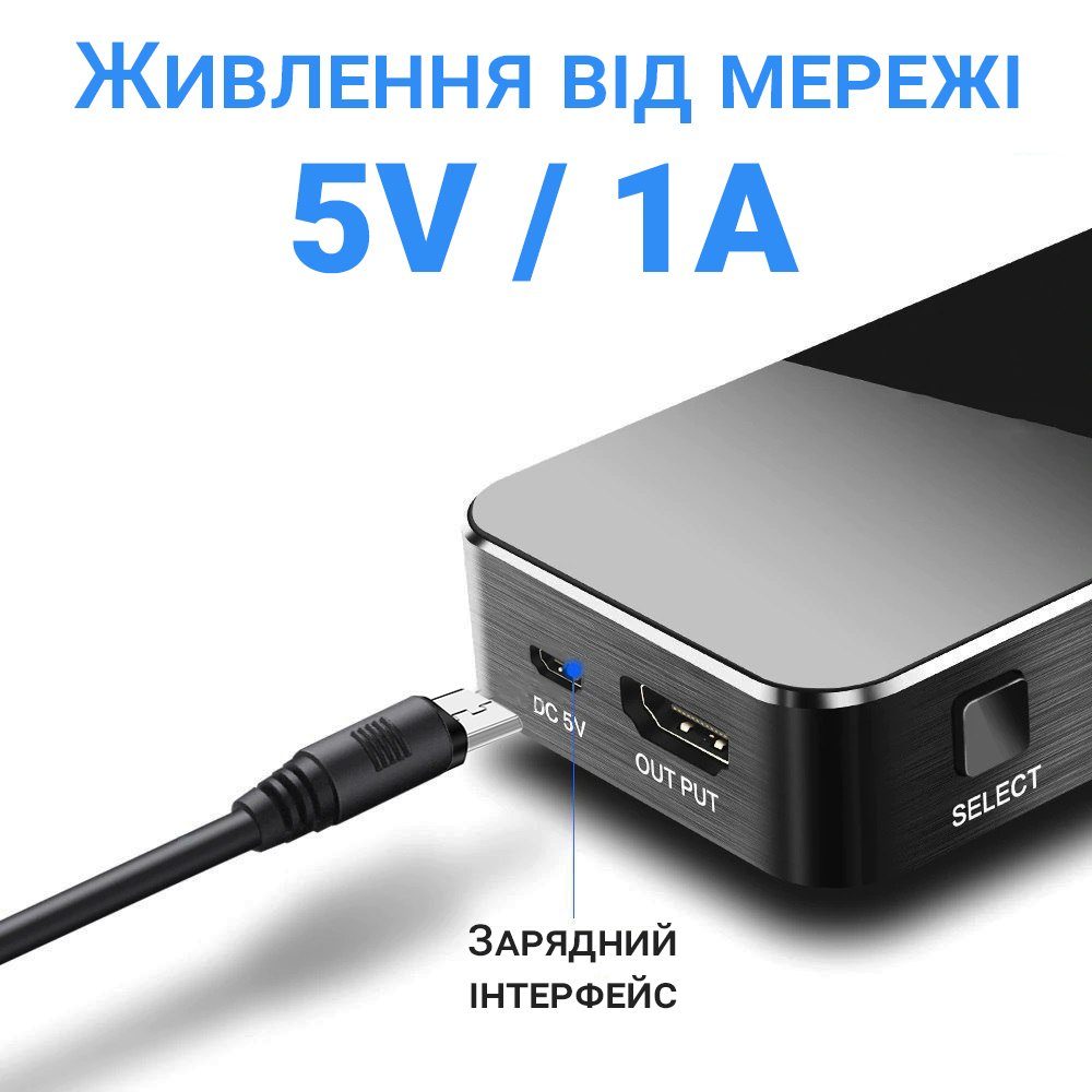 HDMI комутатор | світч на 4 порти Addap HVS-05, чотиринаправлений відео перемикач, 4К, Чорний 8