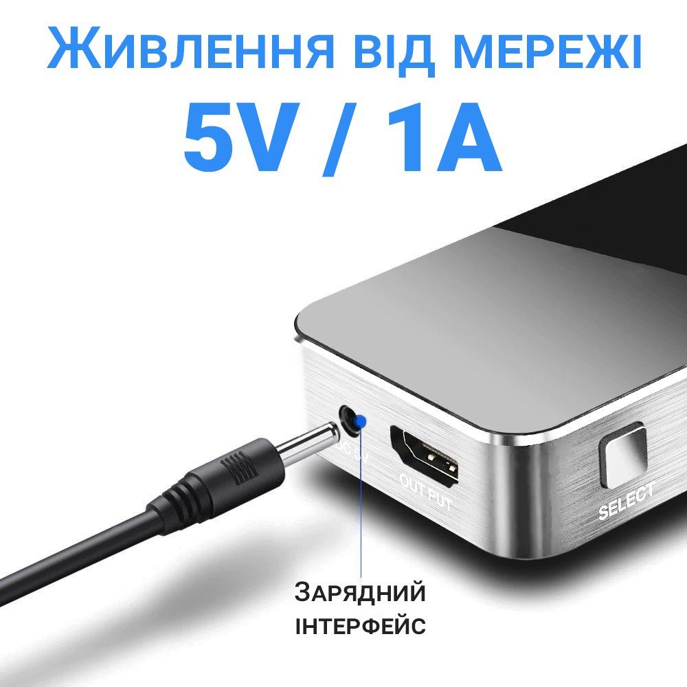 HDMI комутатор | світч на 4 порти Addap HVS-06, чотиринаправлений відео перемикач, 4К, Сірий 9