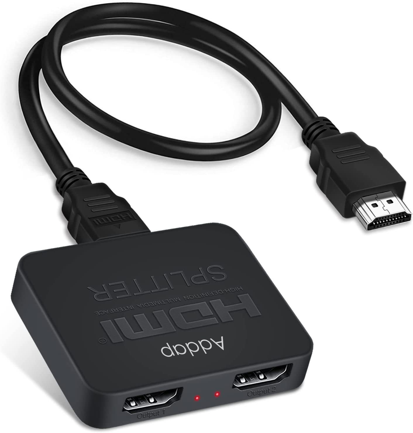Двопортовий HDMI сплітер на 2 виходи Addap HVS-07, активний відео розгалужувач, 4К 12