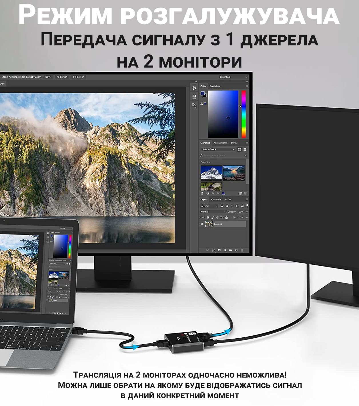 DisplayPort світч двонаправлений Addap DPS-01 | активний розгалужувач + комутатор для відео та аудіо потоку, 8K/30Hz 8