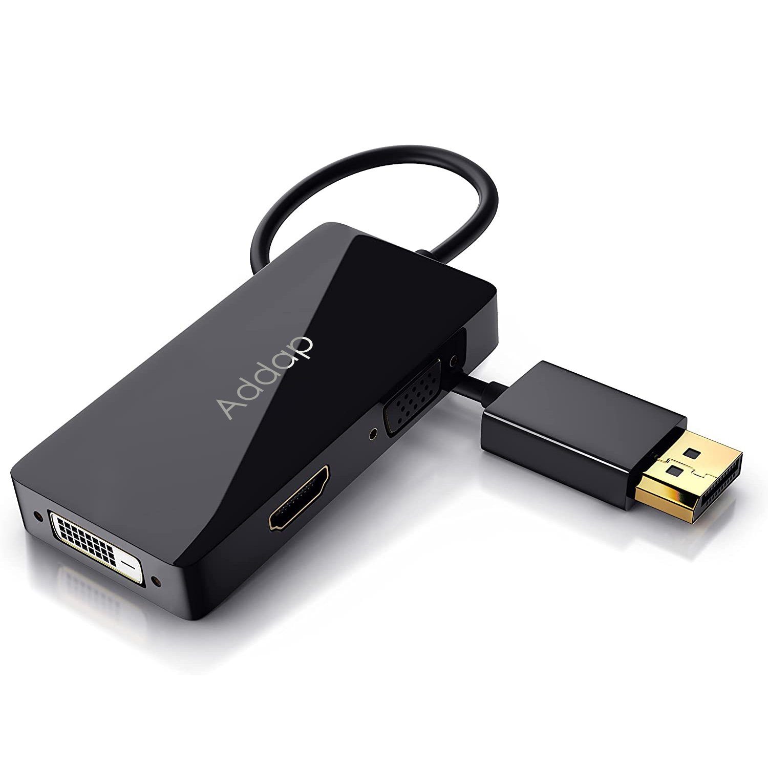 Адаптер / розгалужувач з DisplayPort на HDMI/VGA/DVI порти Addap DPA-01Mix | Перехідник 3в1 для передачі відеосигналу, FullHD 1080P 10
