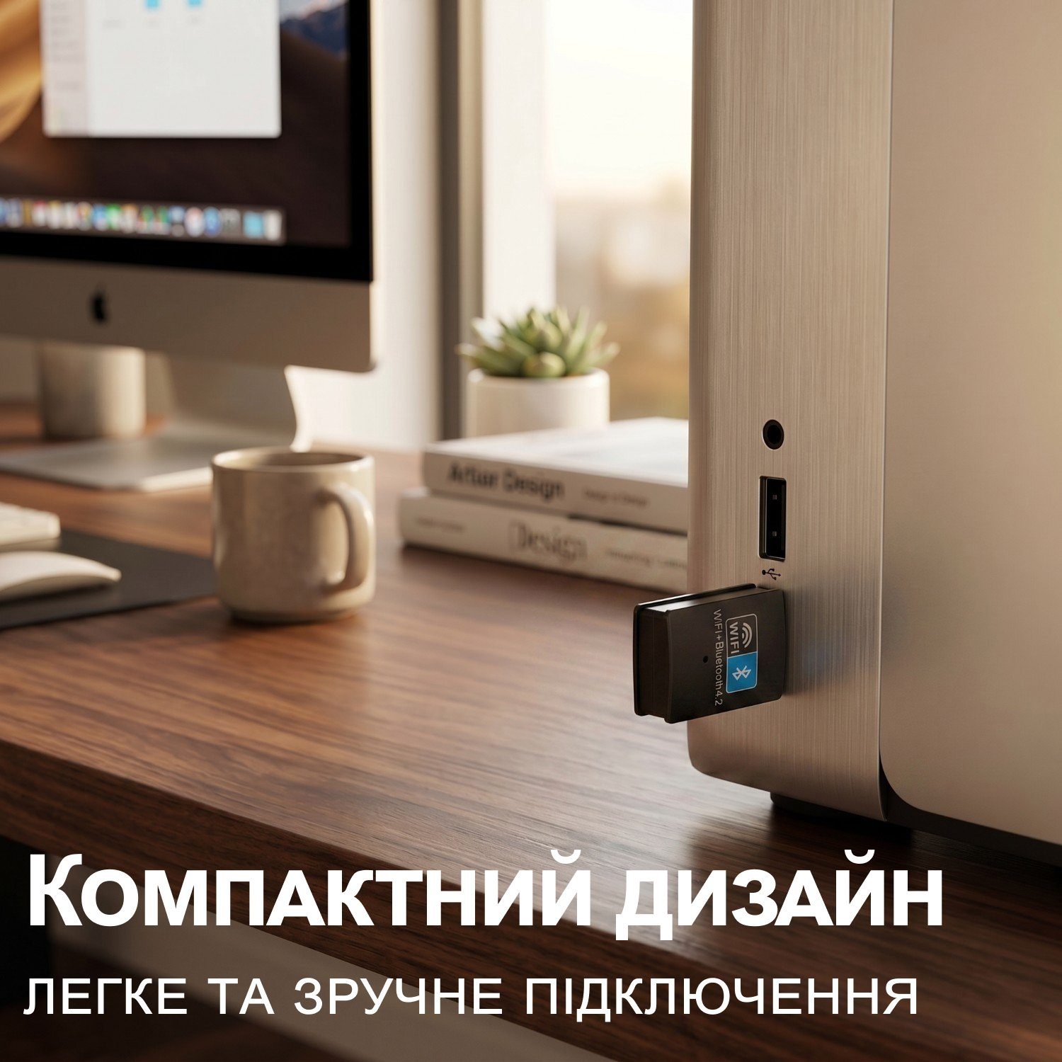 Зовнішній мережевий адаптер 2в1: WiFi + Bluetooth, з USB підключенням Addap UWA-03 | 2,4 ГГц, 150 Мбіт/с 4
