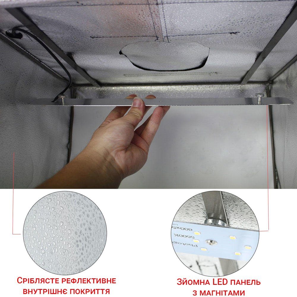 Переносний фотобокс із LED підсвічуванням Andoer LB-01 | Лайткуб для предметної зйомки, 35х35х35 см 4
