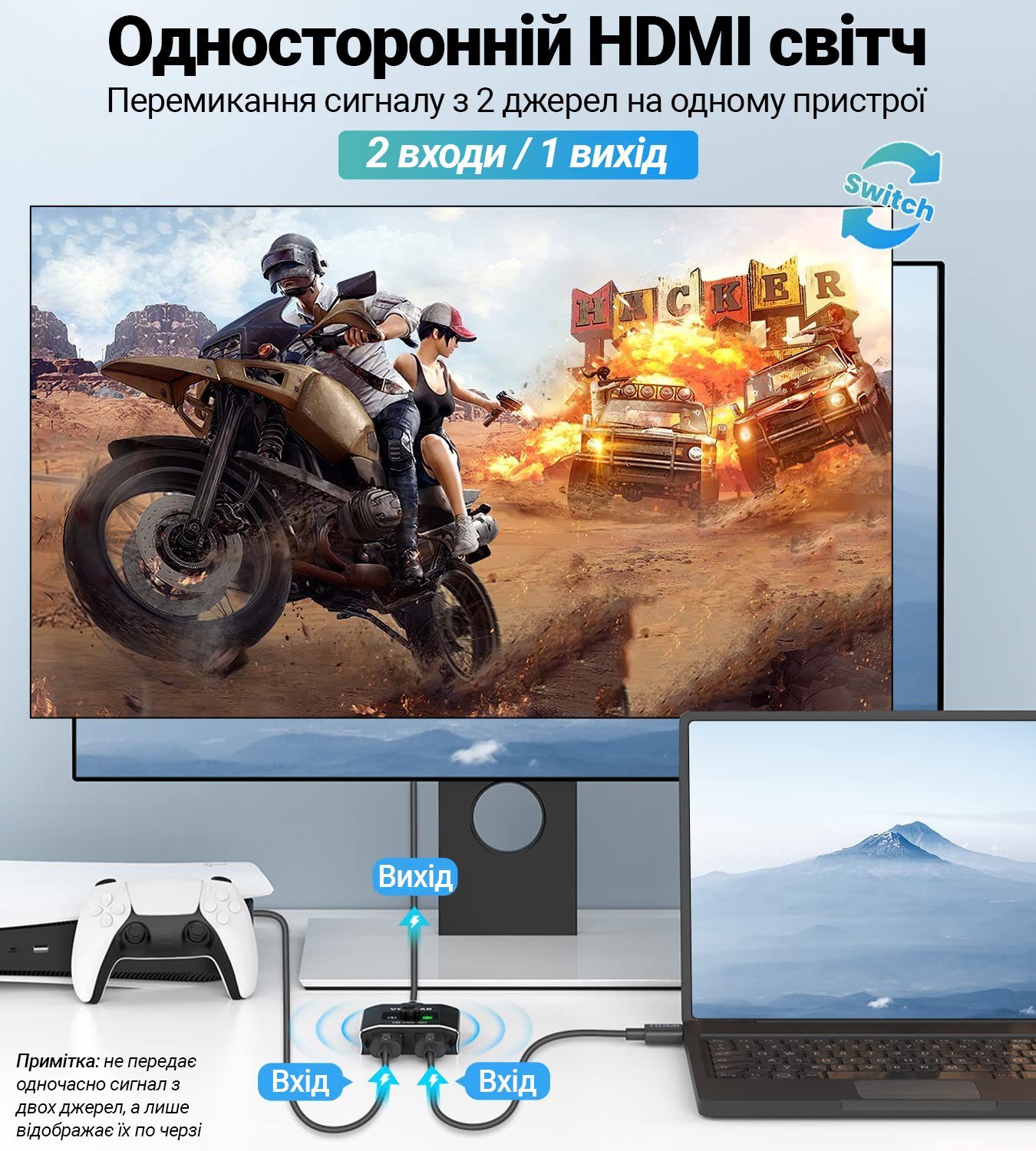 HDMI перемикач на 2 канали Addap HVS-09 | Switch: двопортовий світч з підтримкою 8K / 60Hz 6