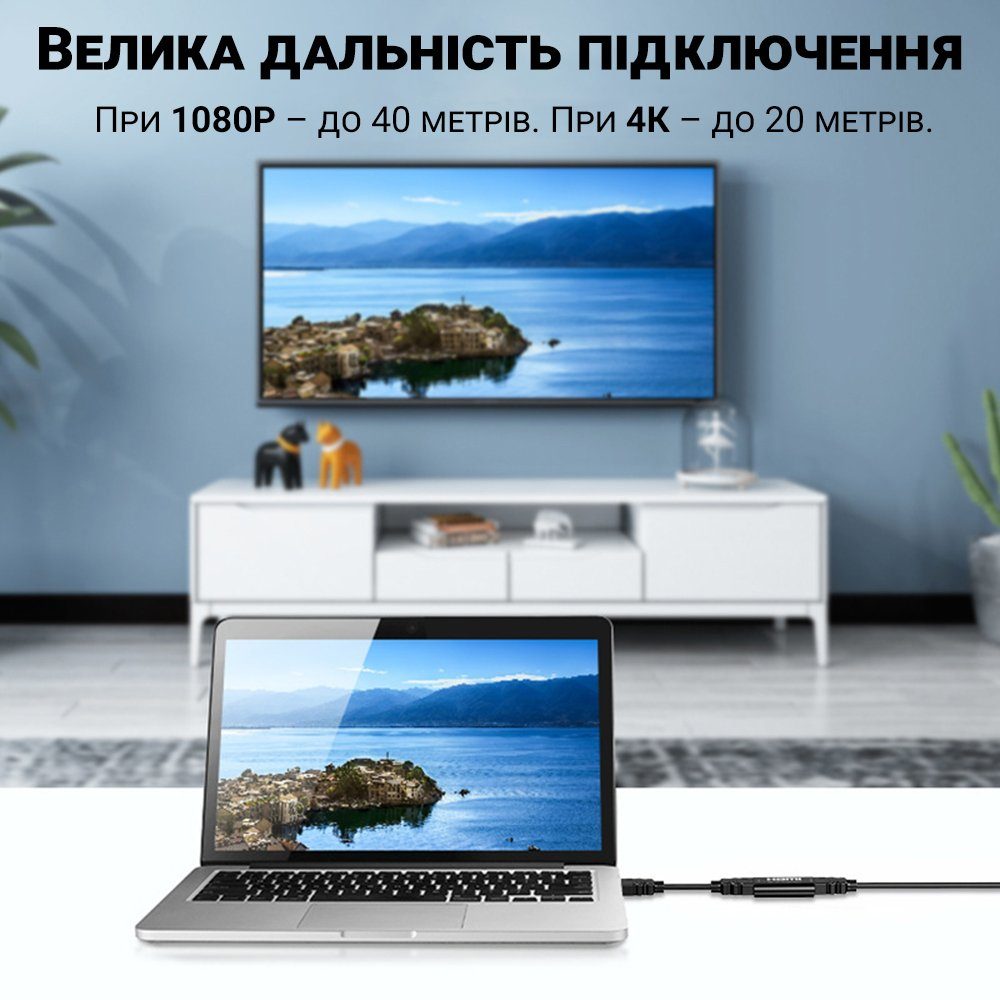 HDMI репітер, підсилювач 4K відеосигналу до 40 метрів Addap HRE-01 | Автономний HDMI-HDMI подовжувач 4K / 1080P 8