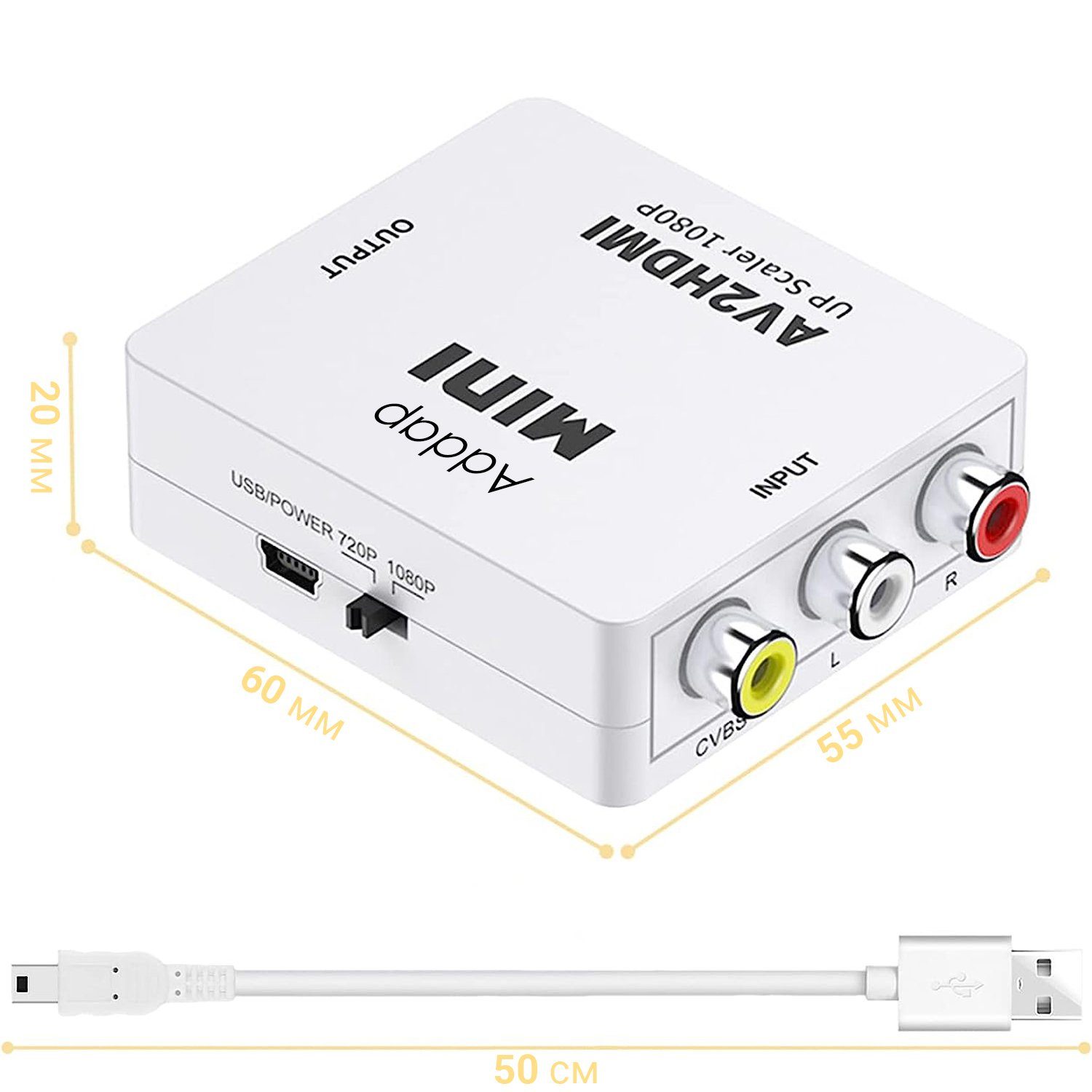 Конвертер відео з цифрового HDMI у аналоговий AV сигнал з підтримкою 1080P роздільної здатності Addap HDMI2AV-01 7