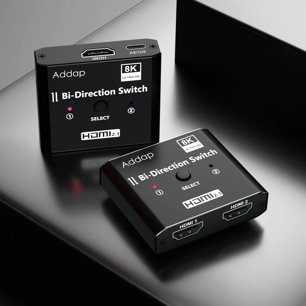8K HDMI Світч + Розгалужувач двосторонній Bi-Direction Switch на 2 канали Addap HVS-11 | 2в1: перемикач + комутатор 12