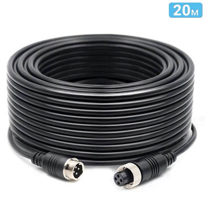 4Pin кабель Podofo Y3008A4, авіаційний роз'єм з фіксуючою гайкою, 20м (для камер заднього виду) 2