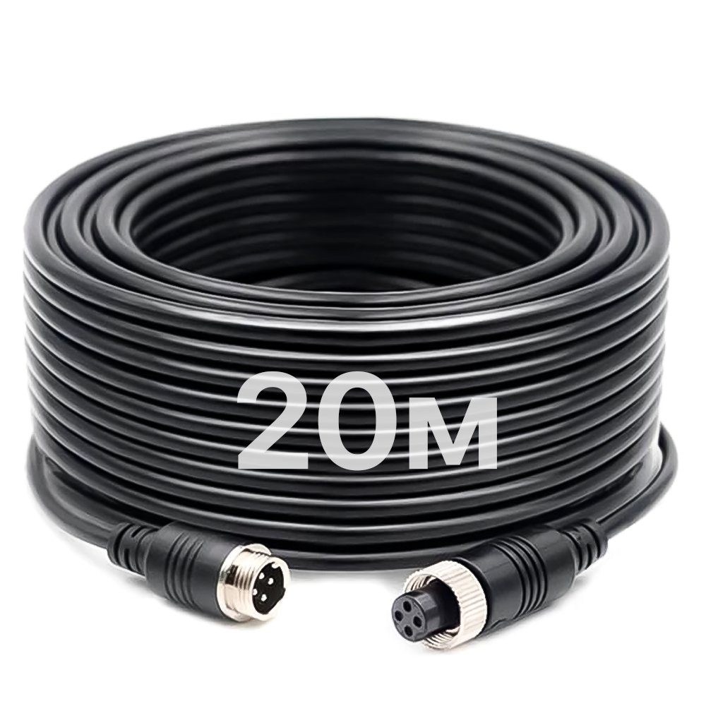 4Pin кабель Podofo Y3008A4, авіаційний роз'єм з фіксуючою гайкою, 20м (для камер заднього виду)