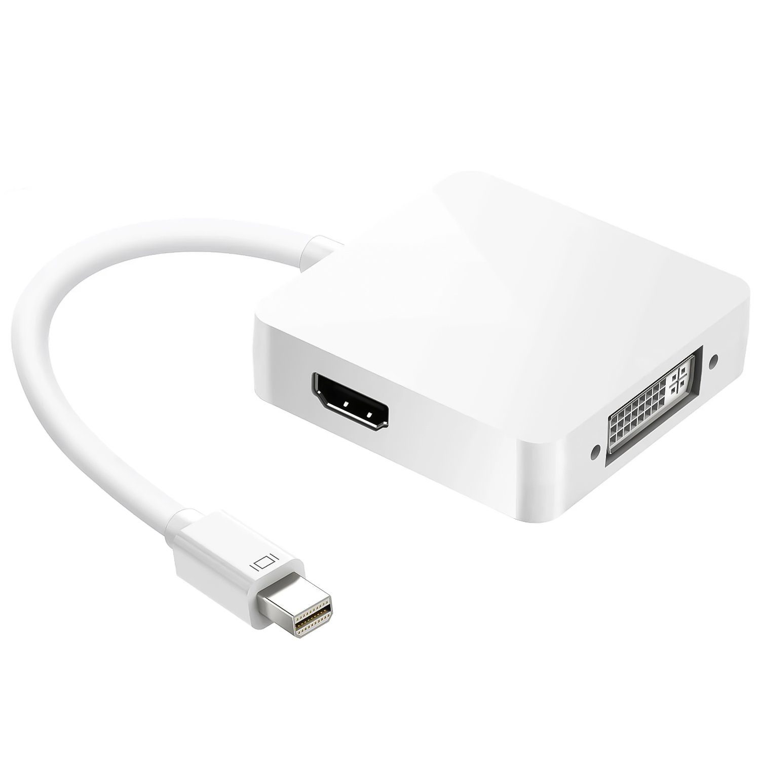 Адаптер / розгалужувач з mini Display Port на HDMI/VGA/DVI порти Addap MDPA-01Mix | перехідник 3в1 для передачі відеосигналу, FullHD 1080P 12