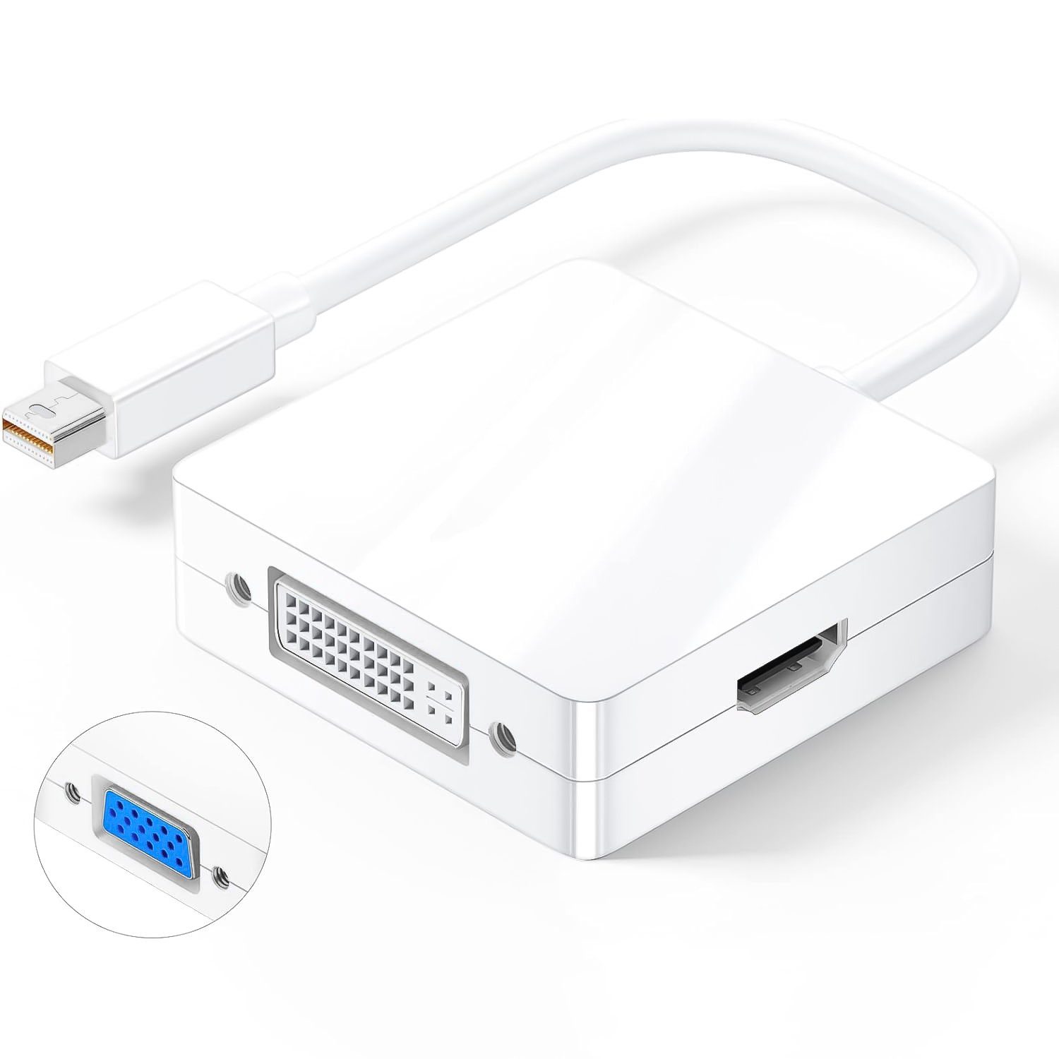 Адаптер / розгалужувач з mini Display Port на HDMI/VGA/DVI порти Addap MDPA-01Mix | перехідник 3в1 для передачі відеосигналу, FullHD 1080P 2