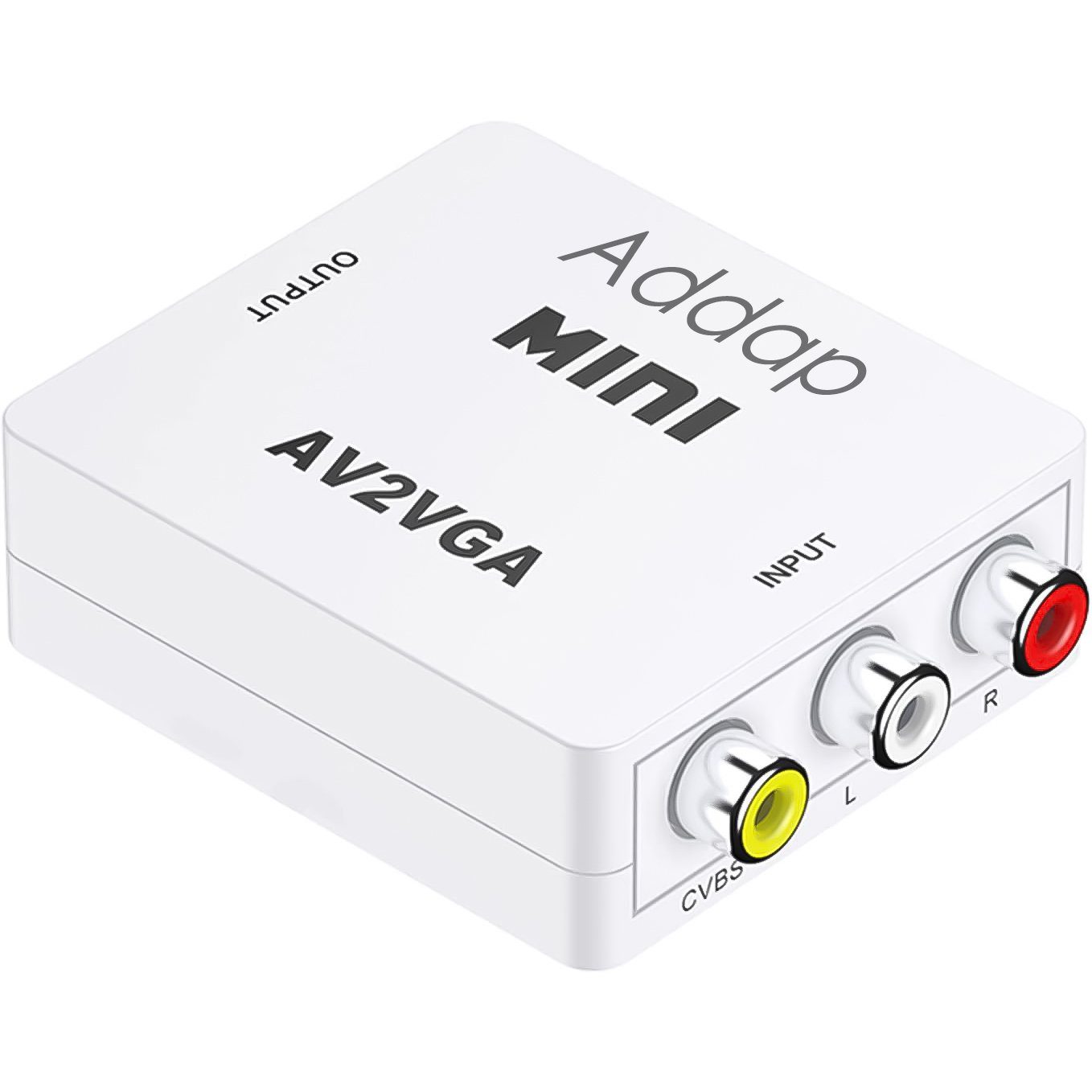 Аналоговий відео конвертер з AV на VGA роз'єм Addap AV2VGA-01, роздільна здатність Full HD 1080P